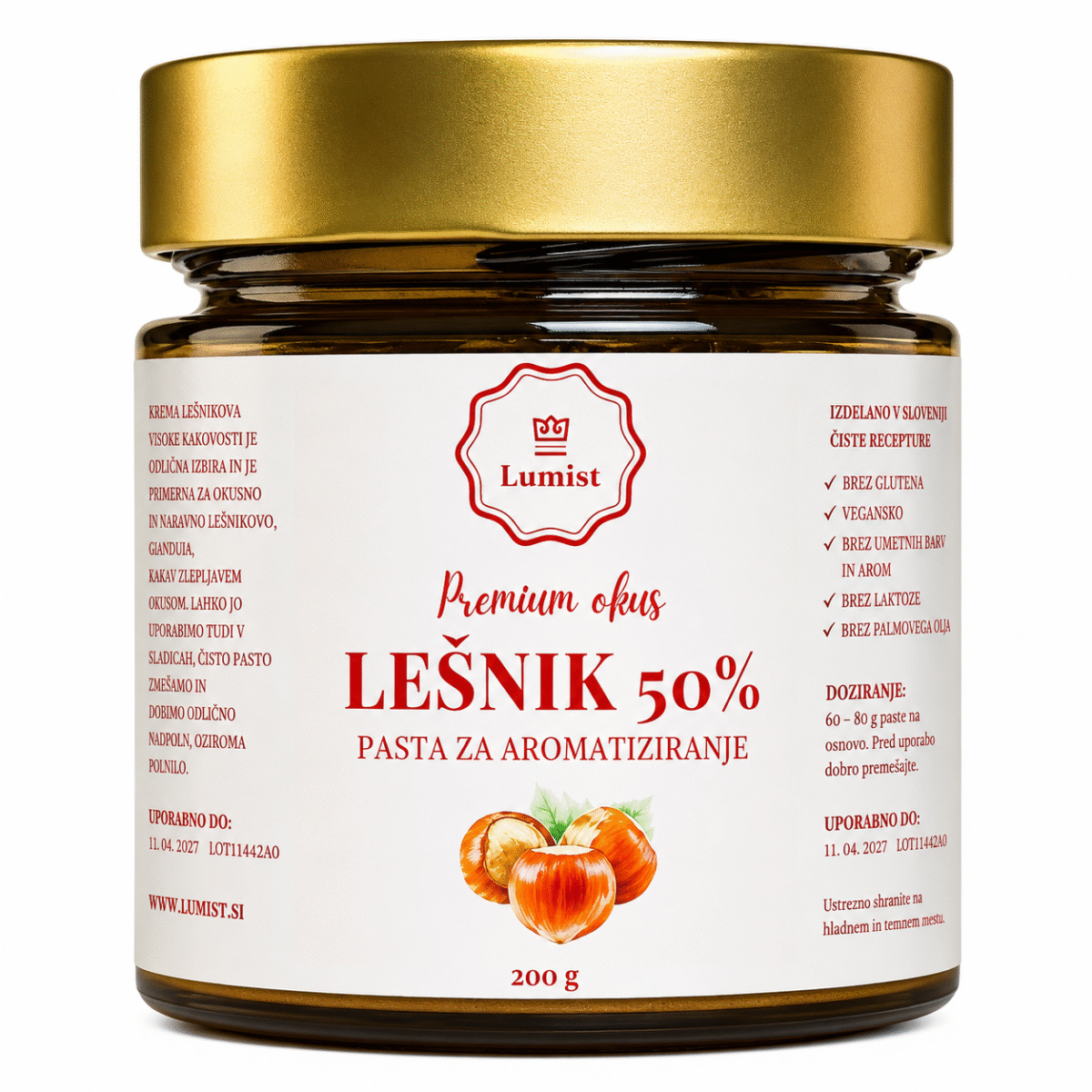 Lešnikova praliné pasta- temna 50 %