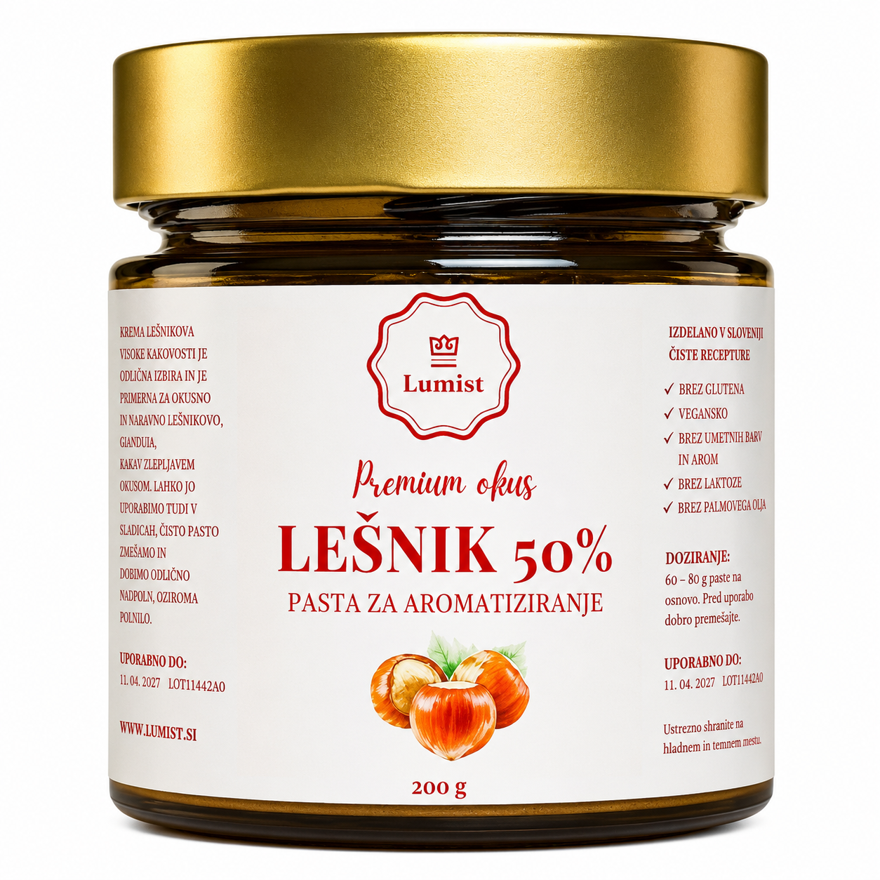 Lešnikova praliné pasta- temna 50 %