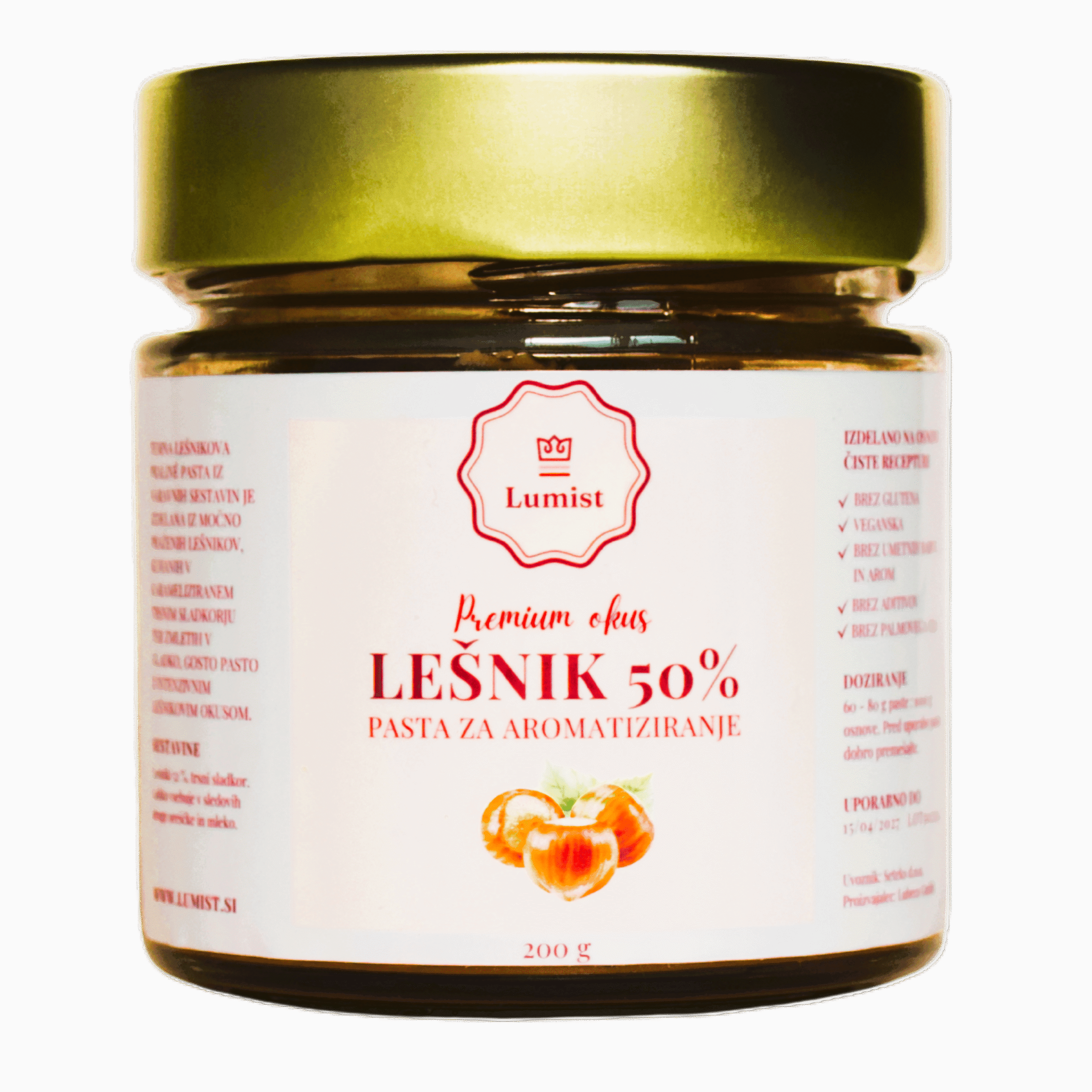 Lešnikova praliné pasta- temna 50 %