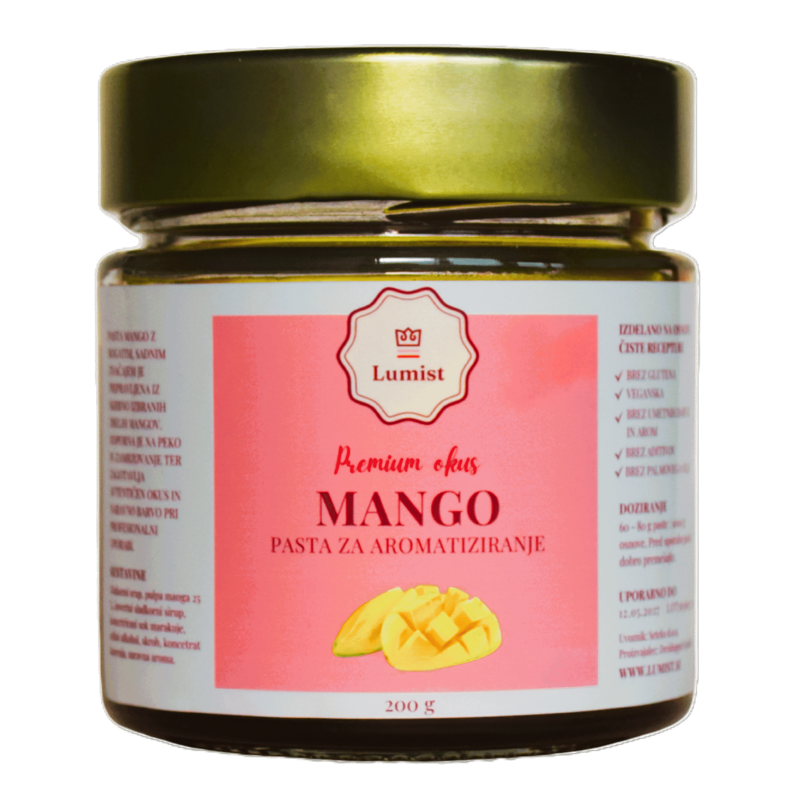 Naravna sadna pasta mango za peko in zamrzovanje v profesionalnem slaščičarstvu