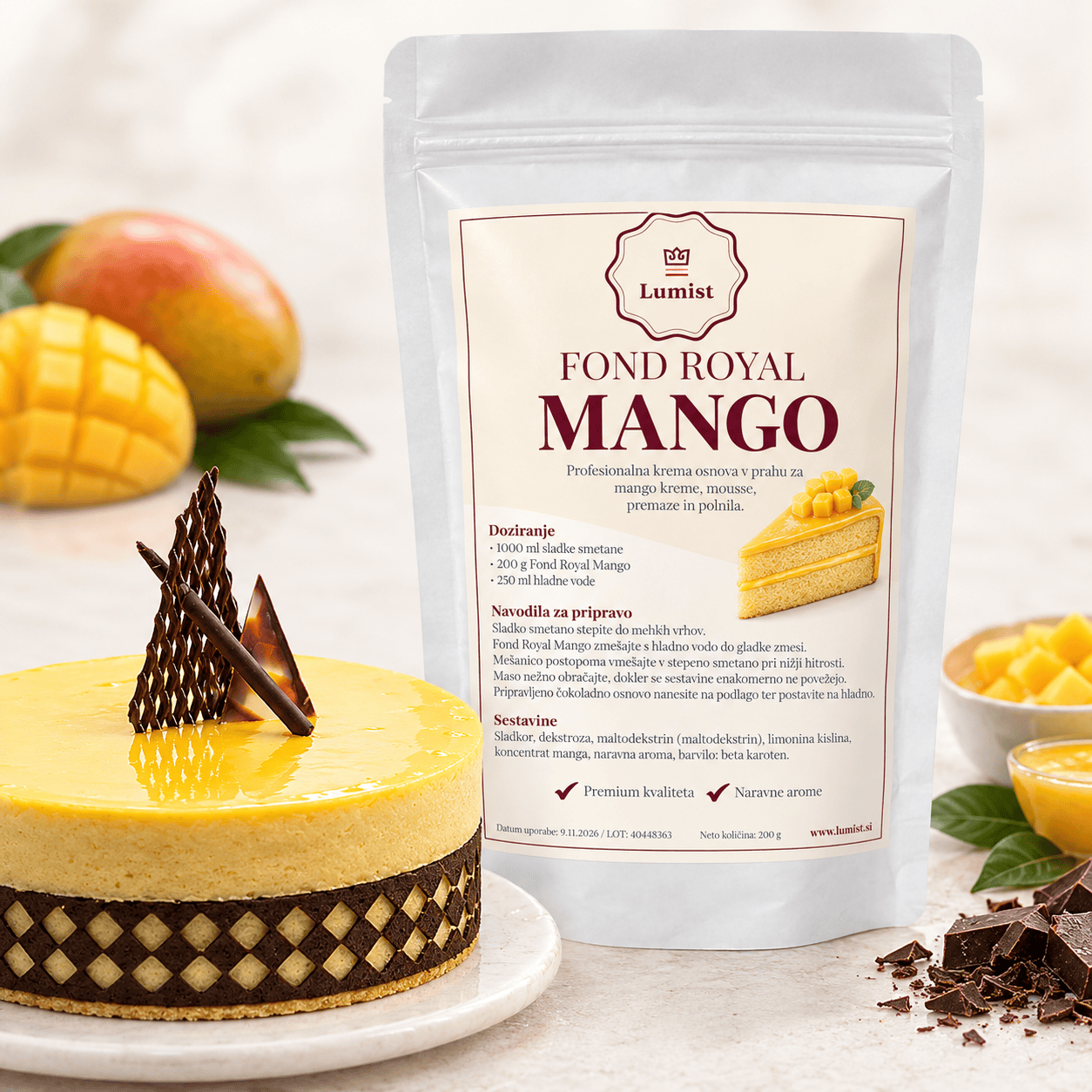 .Mangova krema, Liofiliziran mango naravna aroma