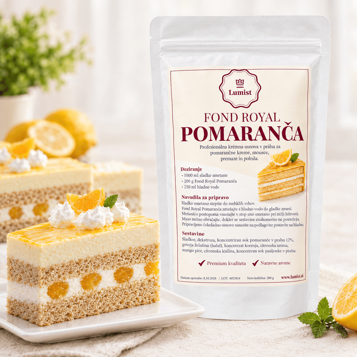 .Pomarančna krema, Liofiliziran sok pomaranče naravna aroma