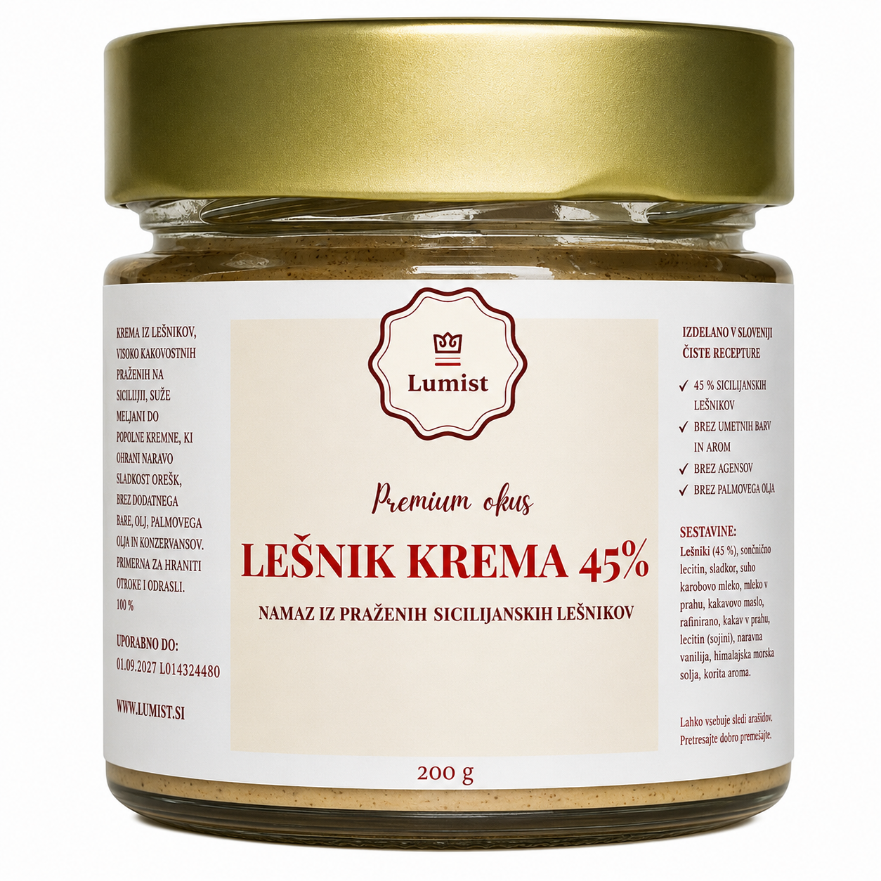 Lešnikova krema 45 % Sicilijanski lešniki