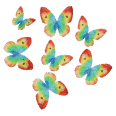 Metulji, mavrične barve, oblatne (8 kos)
